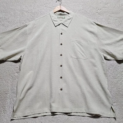 Tommy Bahama XXL Silk Button Up Shirt Tropical Beige Menswear Textured - Image 1 of 4