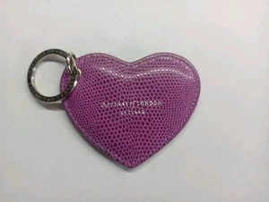 Aspinal Of London Purple Leather Heart Keyring In Good Condition - Picture 1 of 2