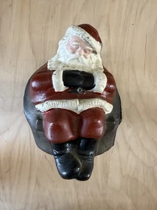 Vintage Metall schlafende Weihnachtsbank Metallguss schweres Sparschwein - Bild 1 von 4
