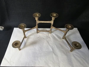 Vtg Brutalist Mid-Century Modern Articulating Folding Brass 6 Candle Holder - Picture 1 of 11