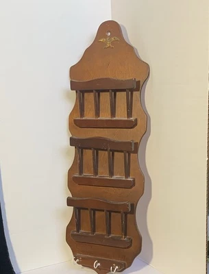 Vintage Wooden Mail Organizer Letter Bills with Key Holder - Image 1 of 3