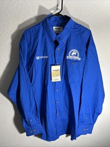 NUEVO CON ETIQUETAS Camisa Wrangler Reno Rodeo Bordada Vaquero Logo Competición Para Hombres XL Azul - Imagen 1 de 9