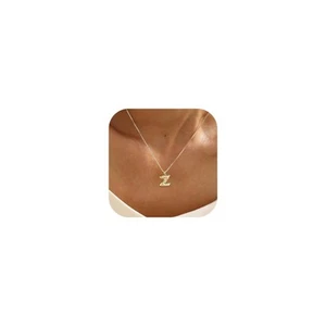 Bubble Gold Letter Necklace Initial Necklaces for Women Trendy 14K Gold Plate... - Picture 1 of 6