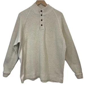 Tommy Bahama Rippstrick Langarm 3 Knopf Poloshirt Herren Large Neutral Baumwolle - Bild 1 von 10