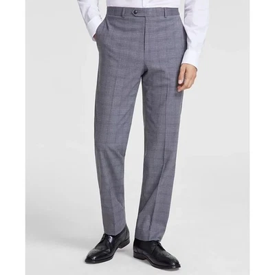 Calça social masculina Michael Kors cinza claro xadrez Marvin ajuste clássico tamanho 40W 32L - Imagem 1 de 4