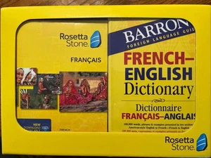 Rosetta Stone French Levels 1-5 DVD Set, Dictionary, Earbuds NEW  Sealed - Picture 1 of 4