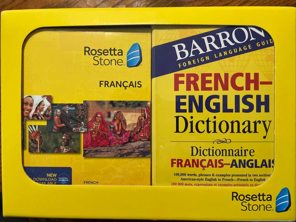 Rosetta Stone French Levels 1-5 DVD Set, Dictionary, Earbuds NEW  Sealed - Image 1 of 4