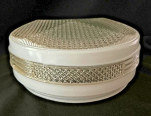 De Colección Techo Montaje Al Ras Luz Tono Art Deco Repujado Transparente Fr Blanco 8.5" MCM - Imagen 1 de 4