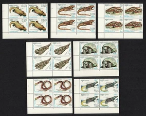 Kampuchea Tortuga Iguana Lagarto Serpiente Reptiles 7v Esquina Bloques de 4 1987 - Imagen 1 de 1