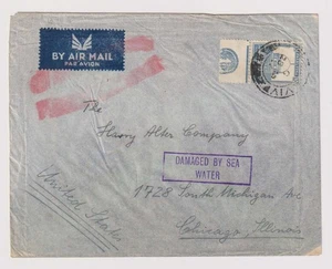 E5005: 1930's Palestine to US "Damaged By Sea Water" Cover - Picture 1 of 2