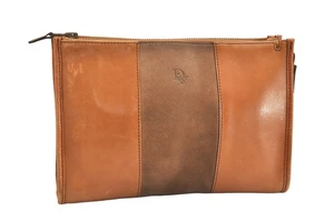Authentic Christian Dior Vintage Clutch Hand Bag Purse Leather Suede Brown 3604N - Picture 1 of 10