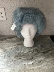 Diadema de piel de zorro azul aguamarina real origen Finlandia - Imagen 1 de 7