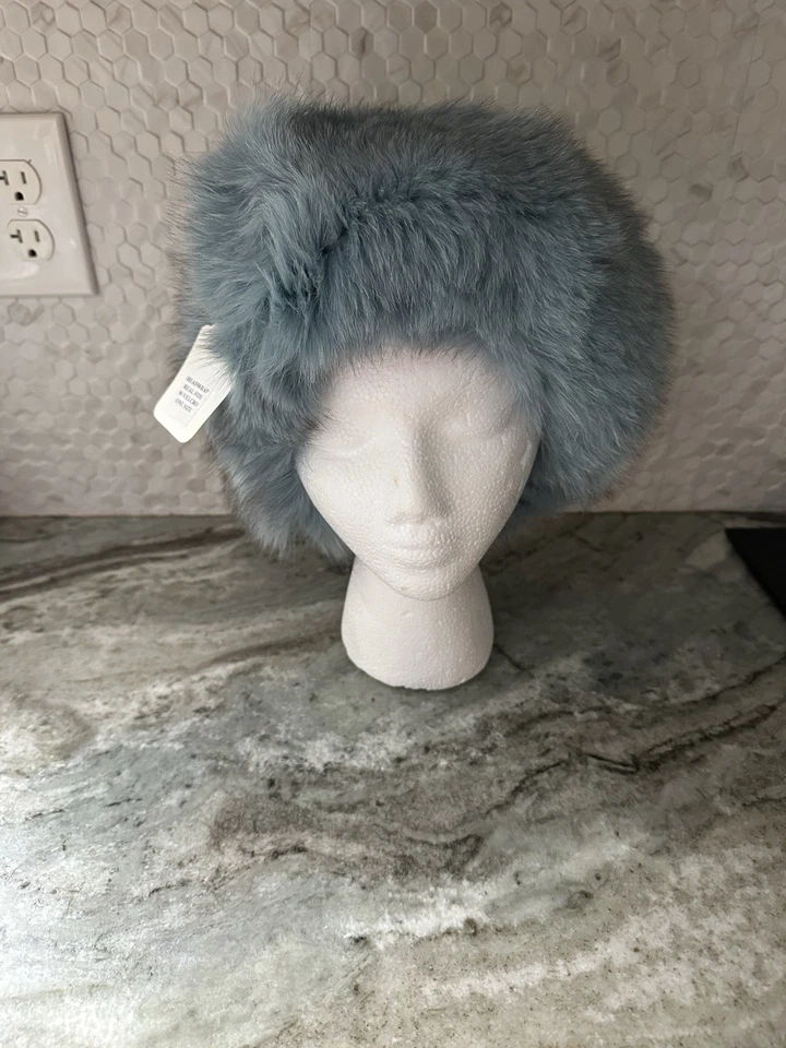 Diadema de piel de zorro azul aguamarina real origen Finlandia Foto 1 de 4