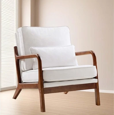 Silla Accent, Silla Moderna Mid-Century con Marco de Madera, Sillón con Cojín Suave Foto 1 de 4