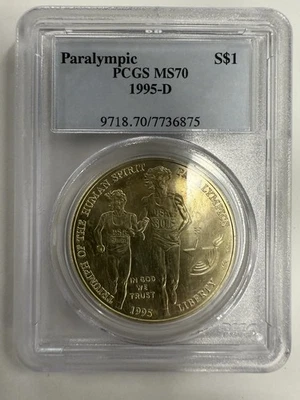 1995-D Paralympic Commemorative Olympics Silver Dollar $1 Graded MS70 PCGS - Image 1 of 2