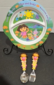 Dora The Explorer & Boots Melamin Teller, Gabel, Löffel Beste Freunde von Munchkin  - Bild 1 von 16