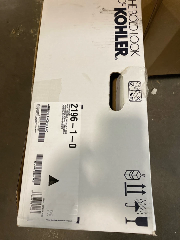 Fregadero de baño Kohler K-2196-1-0 Pennington blanco con desagüe de desbordamiento Foto 1 de 1