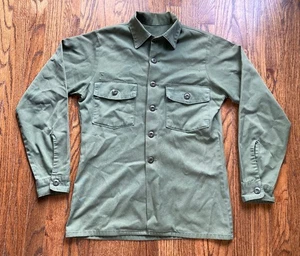 Camicia vintage US Army uomo taglia media verde oliva utility raso militare grunge - Foto 1 di 10