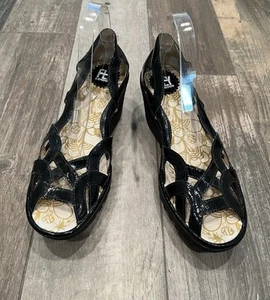 Fly London Women Black Wedge Patent Leather Yadi Cage Platform EU 40 US 9.5 - Picture 1 of 8