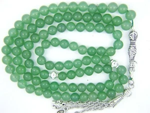 8mm x 99 GREEN AVENTURINE PRAYER BEADS ISLAMIC TASBIH MASBAHA GIFT - Picture 1 of 3