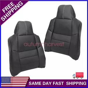 2x For 2008-2010 Ford F250 F350 Lariat Super Duty Both Side Top Seat Cover Black - Picture 1 of 18