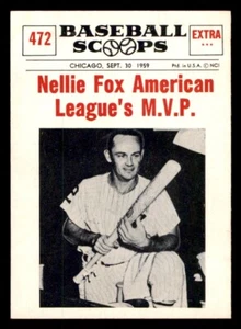 1961 Nu-Card Scoops Baseball #472 Nellie Fox American League MVP EX - Picture 1 of 2