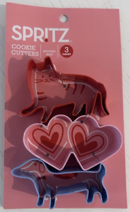 BRAND NEW Spritz Stainless Steel Cookie Cutters Cat/Dog/Double Heart w/FREE Ship