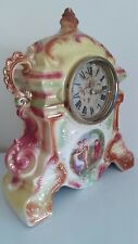 Large Rococo Antique Porcelain Mantle Clock case. Strasburg Ware. England. 