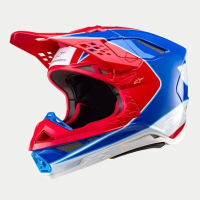 Alpinestars 2025 Supertech SM10 Aeon Bright Red Blue Motocross Helmet MX Quad - Image 1 of 4