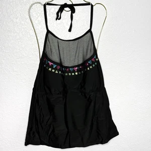 Heart and Harmony Black Sequined Women's Plus Size Summer Beach Tankini Top NEW! - Picture 1 of 11