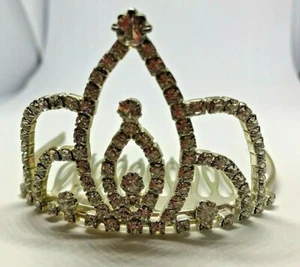 Vintage Silver Metal Bridal Diamante Rhinestones Tiara Hair Comb Slides 1980' - Picture 1 of 6