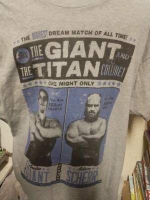 Pro Wrestling Match Andre The Giant vs Adam Scherr Strongman 2XL XXL T-Shirt WWE - Image 1 of 4