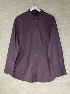 Monki Blouse Womens XXS Oversized Brown 100% Cotton Long Sleeved Shirt Top New. - Picture 1 of 10