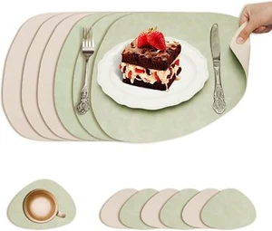 12er Set Oval 6 Tischsets Platzsets Abwaschbar mit 6 Untersetzer Platzdeckchen - Bild 1 von 15