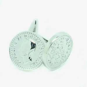 Gemelos de Seis Peniques Moneda 1952 George VI Boda Par Mancuernillas - Imagen 1 de 4
