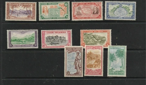 STAMPS COOK IS 1949  DEFINITIVE   SET  OF  10  MINT HINGED see  below Cover