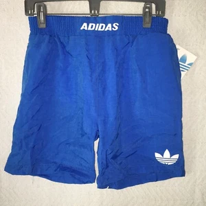 NEW OLD STOCK VINTAGE YOUTH SIZE XL ADIDAS ROYAL BLUE W/WHITE TRIM NYLON SHORTS - Picture 1 of 12
