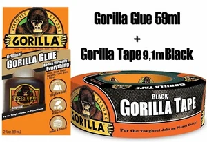 Gorilla Tape Black 9,1m + Gorilla Glue 59ml SET - Stabiles Klebeband + Kleber - Bild 1 von 10