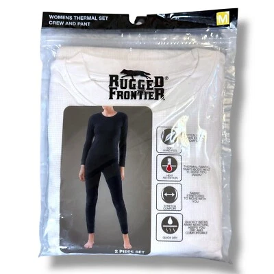 NWT Rugged Frontier Thermal Set Womens White Waffle Quick Dry Crew and Pant Sz M - Image 1 of 4