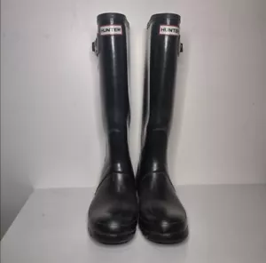 Hunter classic tall black rain boots youth 4/ women's 6 $150 - Picture 1 of 6