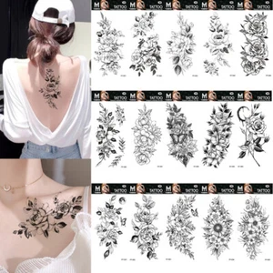 Tatuajes temporales de flor de rosa tatuaje pegatina falsa impermeable tatuaje cuerpo brazo arte - Imagen 1 de 80