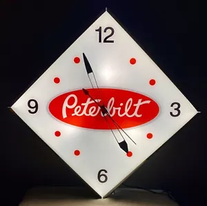 Peterbilt Lighted Advertising Clock Free Shipping Trucking - Picture 1 of 3