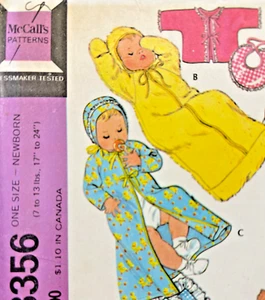 70er Jahre Vintage McCall 3356 Vintage Schnittmuster komplett Layette für Baby ungeschnitten - Bild 1 von 4