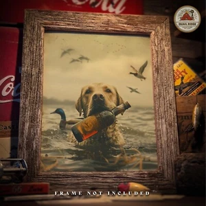 Vintage Duck Hunting Art Print Whiskey Beer Sign Bar Tavern Photograph Artwork - Picture 1 of 9