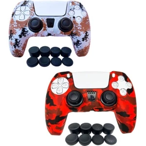 PS5 Controller Skin | Silicone Protector Cover Skin - Camo Gray/Camo Red 2PK - Picture 1 of 3
