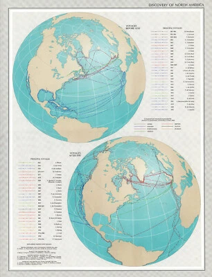THE DISCOVERY OF NORTH AMERICA VOYAGES BEFORE AND AFTER 1550 ART POSTER - Image 1 of 2