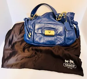 Coach Vintage mit Etikett Royal Kobaltblau Leder Messing Hardware Handtasche Reiben - Bild 1 von 16