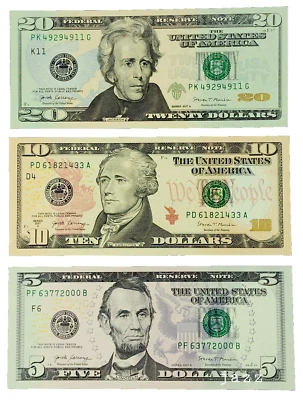 SET US LEGAL TENDER BANKNOTE SERIES 2017A $5 $10 $20 DOLLAR MINT CRISP UNC - Image 1 of 2