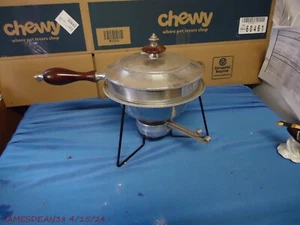 MCM B.W. BUENILUM HAMMERED Aluminum Lidded Chafing Dish with Burner STAND - Picture 1 of 4