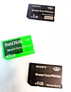 GB lot of 3 Sony Memory Stick PRO Duo MS Card 1GB, 4GB & 8GB - Picture 1 of 7